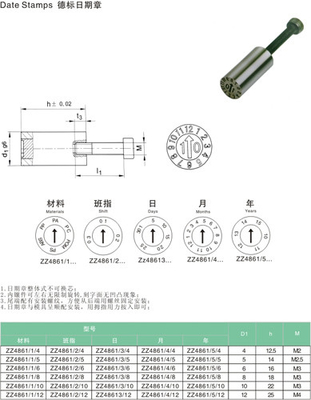 Replaceable TABLE STANDARD Mold DIE DATE STAMP SUS420 Material