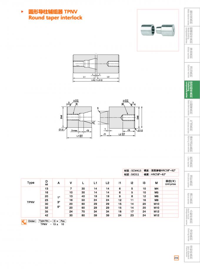 Injection Moulds Taper Interlocking Blocks Mold Positioning Pin Set